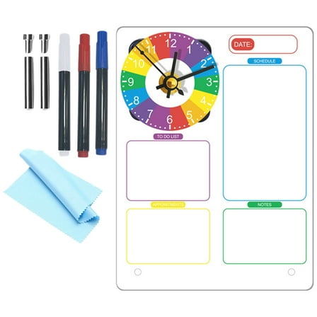 LABSERRON Acrylic Whiteboard with Clock Office Dry Erase Board 1 Set