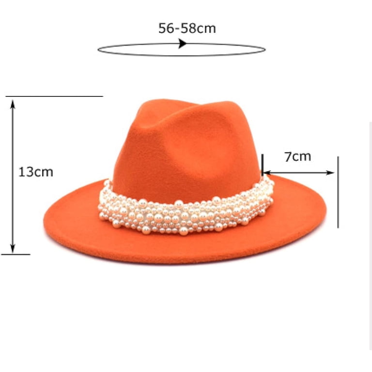 Female Fedora Hat with Pearl Band, Comfy Wool Wide Brim Felt  display picture 2