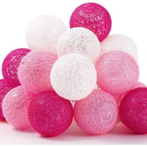 Cotton Ball String Lights,3 m/10 ft Christmas Fairy Lights,Topboutique 1.6'' Ball Lights for Xmas,Halloween,Valentine's Day,Wedding,Party,Home Decor,Pink,20 LED Battery Powered,Warm White Light