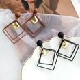 thumbnail image 4 of Trayknick 1 Paire de Clous d'Oreilles Piercing Concise Style Alliage Double Carré Boucles d'Oreilles pour Cadeau Café, 4 of 11