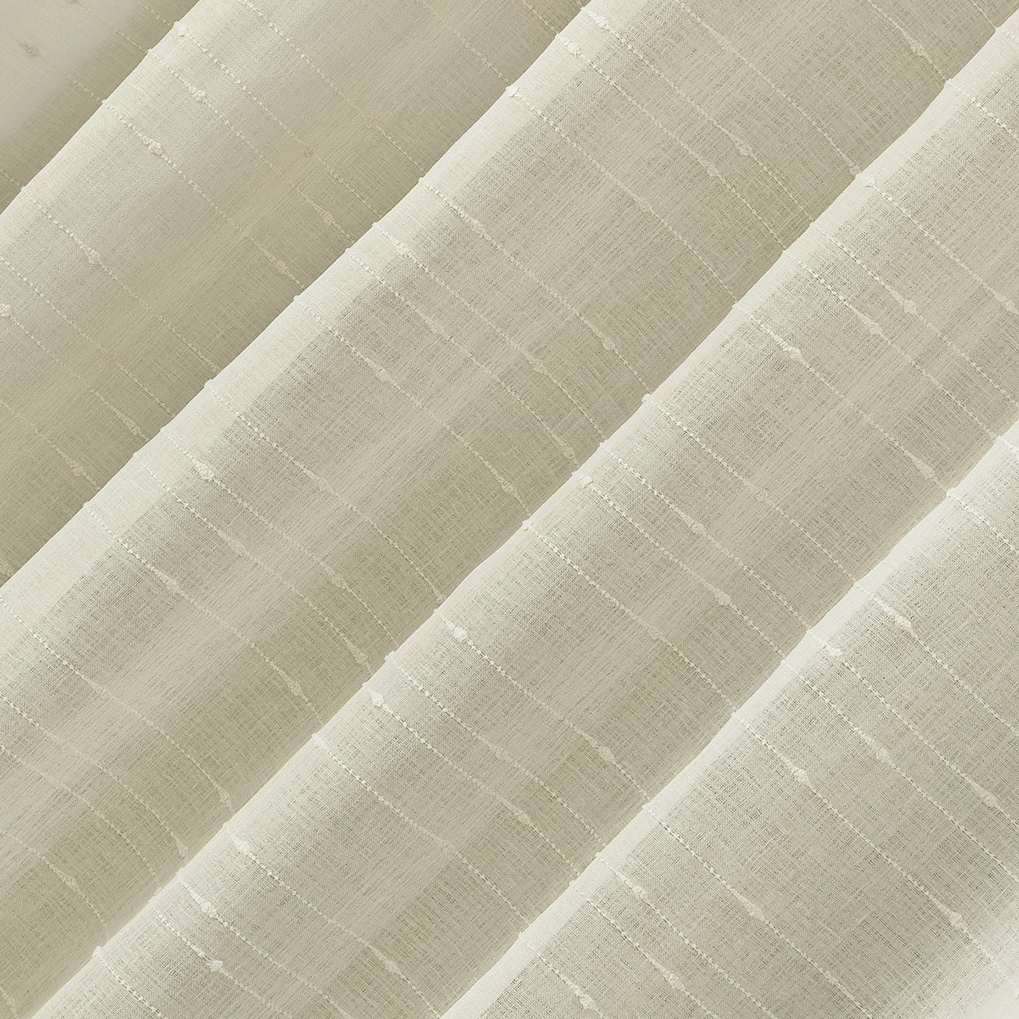 No. 918 Noemi Slub Stripe Rope Tab Semi-Sheer Curtain Panel, 1-Piece Tab Top Indoor Window Panel, 50”x84", Natural