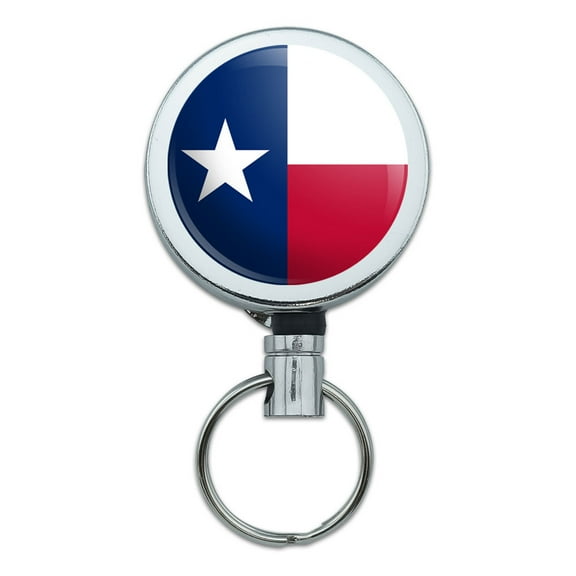 Texas State Flag Retractable Belt Clip Badge Key Holder