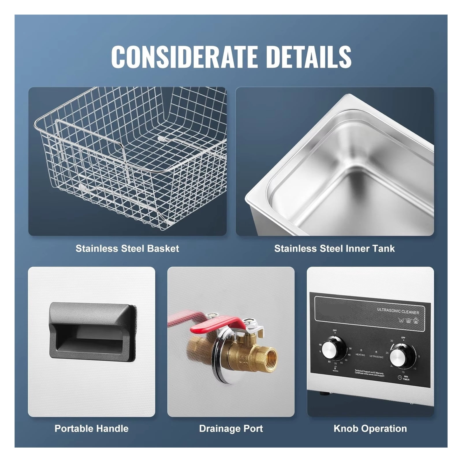 Ultrasonic Cleaner with Heater Timer 2/3/6/10/15/30L for Lab Tools Metal Parts Carburetor Brass Auto Parts Engine Parts