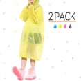 thumbnail image 1 of Poncho de Pluie Portable pour Enfants, Imperméable Réutilisable avec Capuches et Manches, Durable, Léger et Parfait pour les Activités Extérieures - 2 pack Jaune, 1 of 6