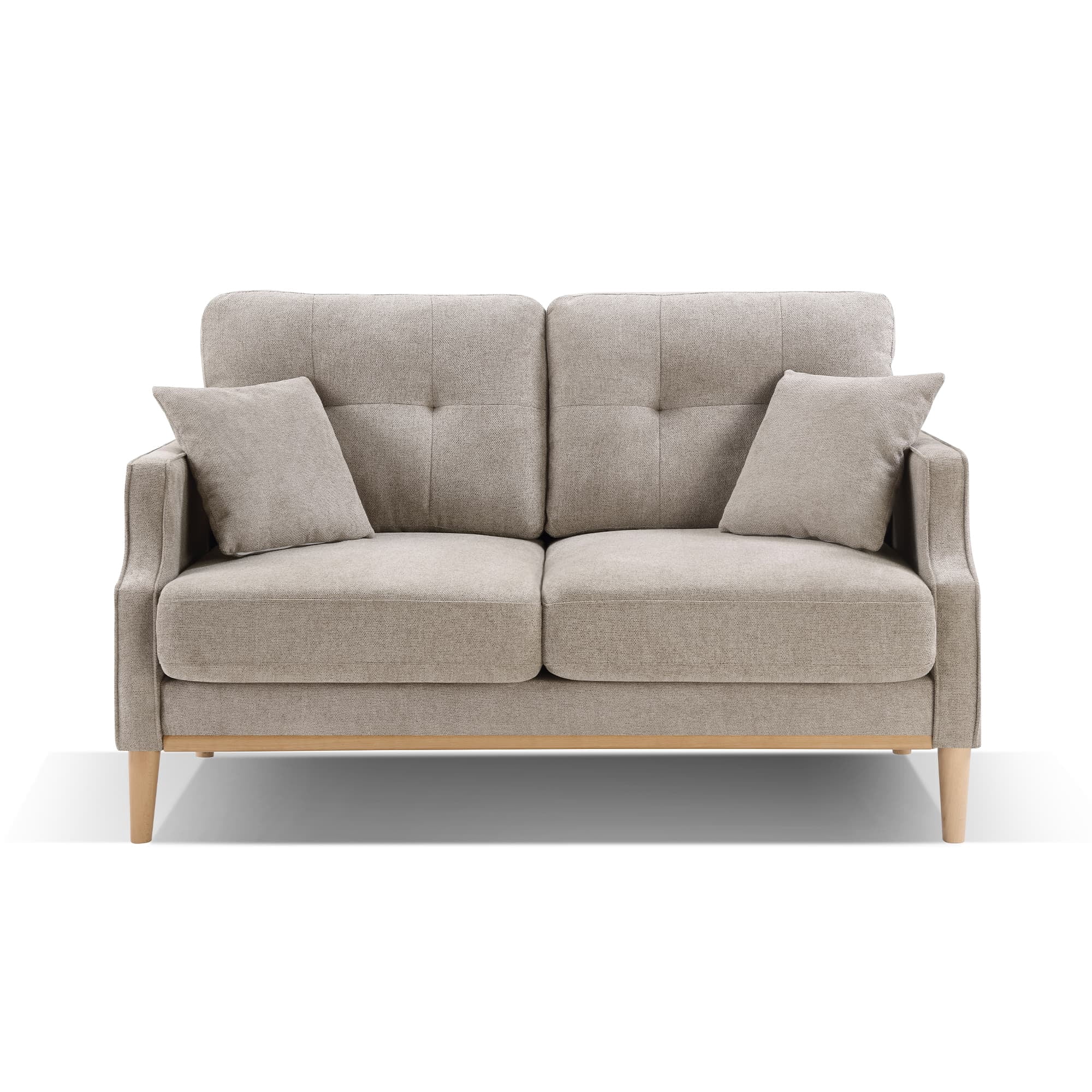 MAYEERTY Modern Loveseat for Living Room with Waterproof Fabric and USB Charging Ports, 57*32*35"Cream