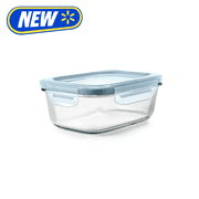 OXO Smart Seal 3.5-Cup Glass Food Storage Container, Leakproof Rectangle Glass Meal Prep Container with Airtight Lid for Leftovers and Food Storage, Arctic Blue