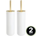 thumbnail image 2 of mDesign Plastic Toilet Bowl Brush and Holder - 2 Pack - White/Gold, 2 of 7