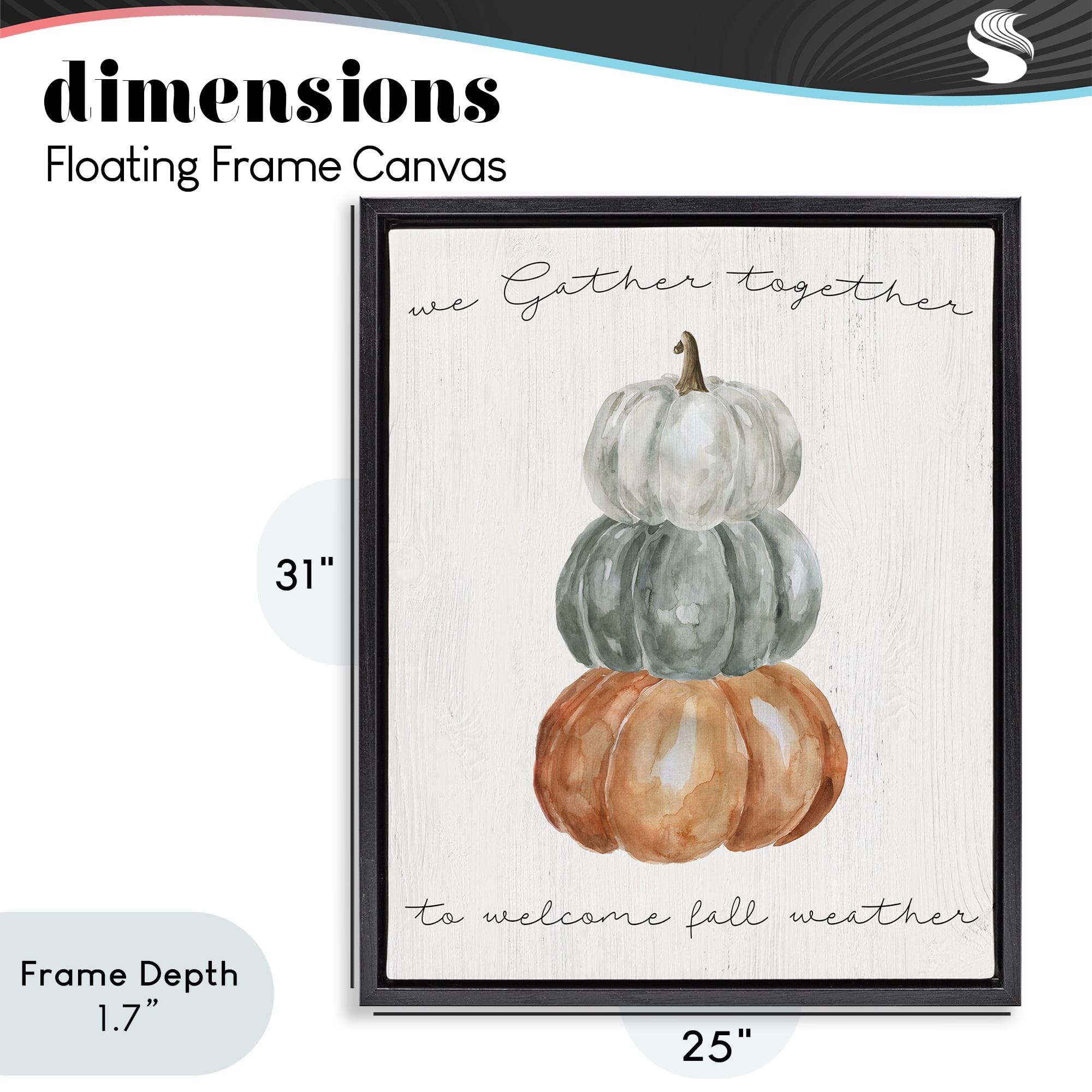 Stupell Industries Gather Together Fall Weather Black Framed Floater Canvas Wall Art, design by Livi Finn