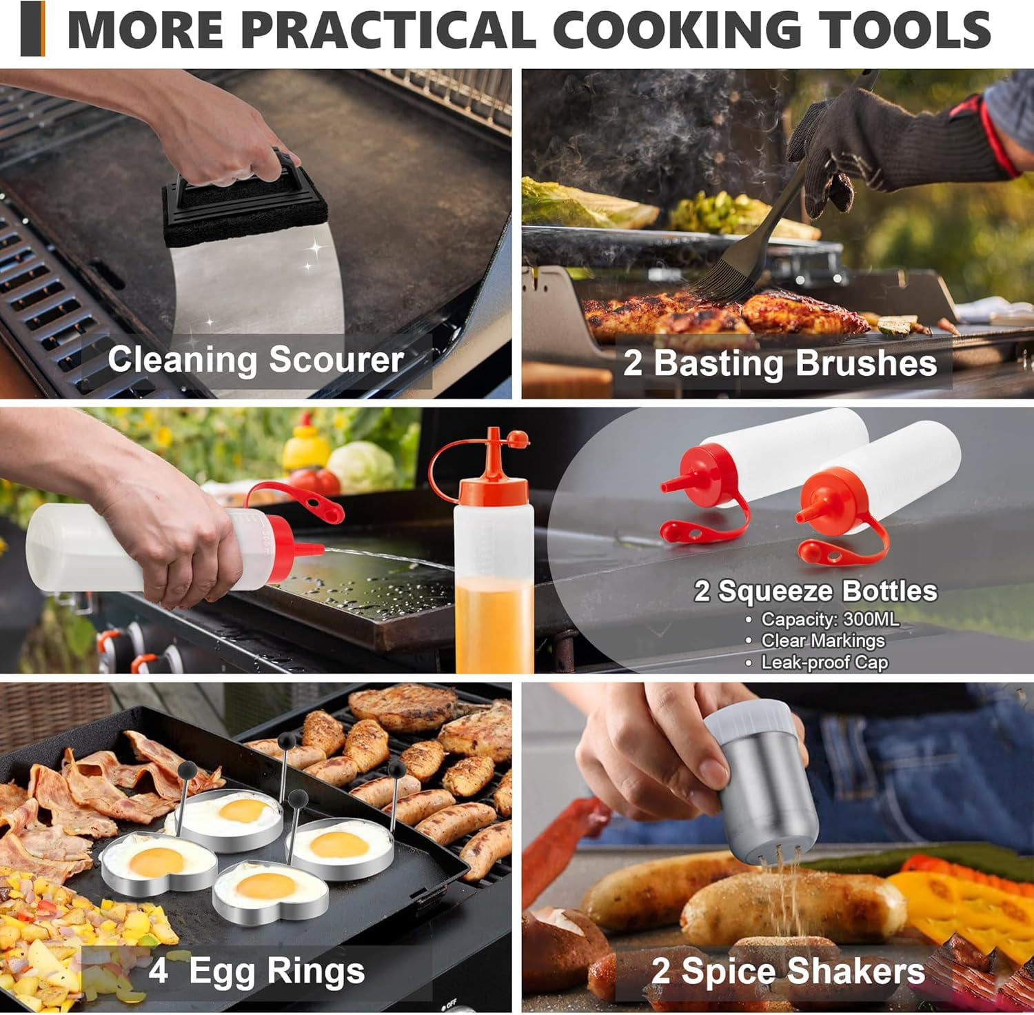 35Pcs Griddle Accessories Kit for Blackstone,  Flattop Grilling Tool Set with Stainless Steel Spatula and Burger Press