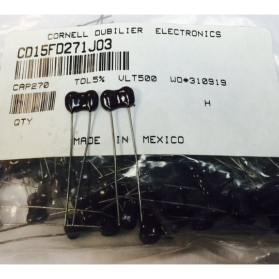 2pcs CD15FD271JO3 CAP MICA 270PF 5% 500V RADIAL FACTORY NEW!