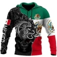thumbnail image 4 of Sudadera con capucha con estampado 3D de la bandera mexicana, sudadera con capucha informal azteca mexicana, sudadera con capucha deportiva de gran tamaño con estampado completo para hombre, 4 of 4