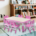 thumbnail image 2 of Zzistar Ensemble de Table et Chaises pour Enfants 7 Pcs, Bureau à Hauteur Réglable avec Chaise à Dossier 6 Places, Table pour Enfants Max 300 Lb pour Graffiti, 2 of 10