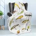 thumbnail image 4 of Fishing Soft Flannel Fleece Blanket, Fishing Tackle Bait for Spearing Trapping Catching Aquatic Animals Molluscs Design, Cozy Plush for Indoor and Outdoor Use, 50" x 60", Multicolor, by Ambesonne, 4 of 5