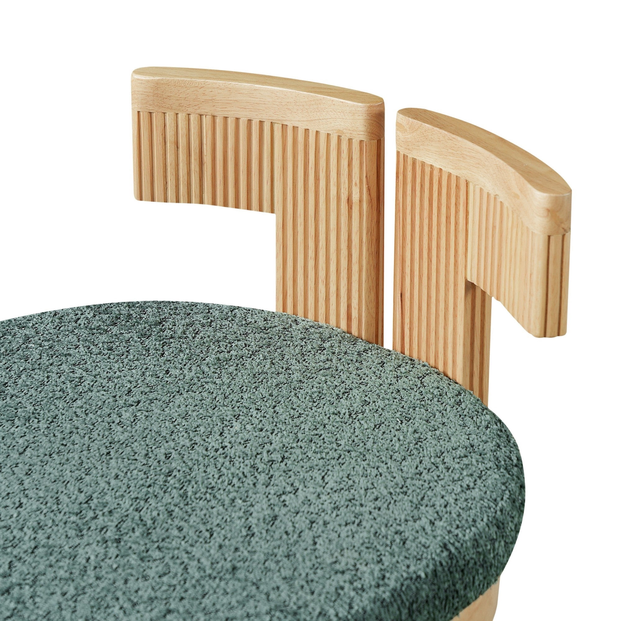 Sailvan Boucle Dining Set of 2 Chairs with Rubber Wood Frame,Upholstered Mid-Century Modern Kitchen Chairs for Small Spaces Green