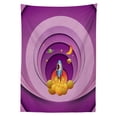 thumbnail image 3 of Ambesonne Rocket Emoji Tablecloth Rectangular Table Cover, Retro Space Themed Art, 60"x90", Lilac Purple and Orange, 3 of 4