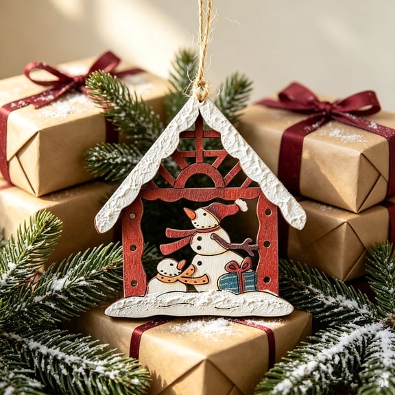 Eolstice Christmas Wooden Tree Ornaments, Rustic Hanging Wood Decorations, Festive Xmas Pendants, Handmade Vintage Accents, Home Christmas Decoration