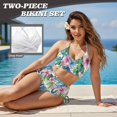 thumbnail image 4 of Garronmavis Women's High Waisted Bikini Set 2 Piece Twist Front Tummy Control Swimsuits Crisscross Tie Back Drawstring Bathing Suit Summer Beach Swimwear, Tropical Hibiscus Flower, 4 of 6