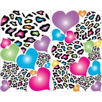 Multicolored Leopard Print Heart Wall Decals / 29 Heart Wall Decor Stickers