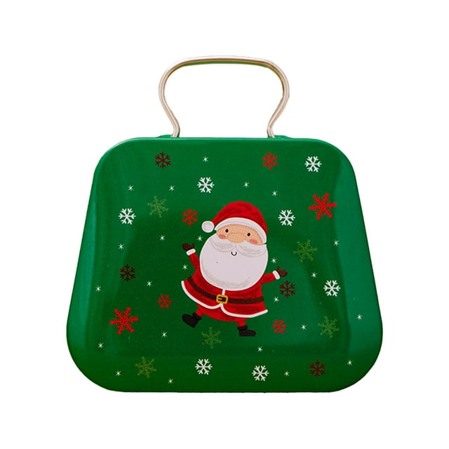 Outdoor Christmas Decorations Christmas Decorations Tinplate Handbag Candy Box Children's Gift Small Tin Box Mini Handbag White Christmas Decorations
