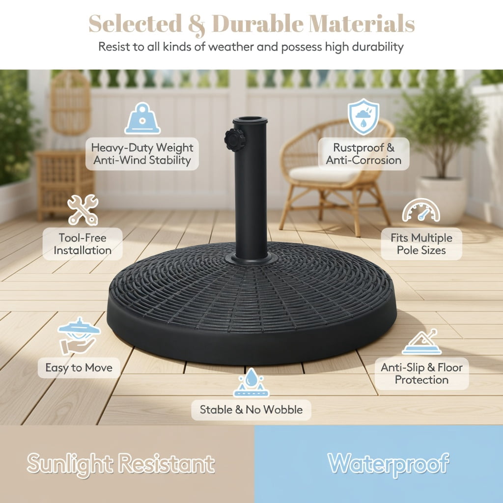 Resenkos Outdoor Umbrella Base,49 LBS Patio Resin Umbrella Base Stand for Outdoor, Black