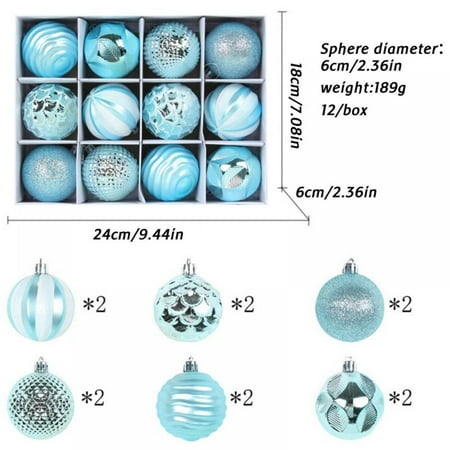

Christmas Ball Ornaments Clearance Shatterproof 12 Pack Mini Xmas Tree Pendant Decorations Silver Red Gold Blue 60mm/2.36inch