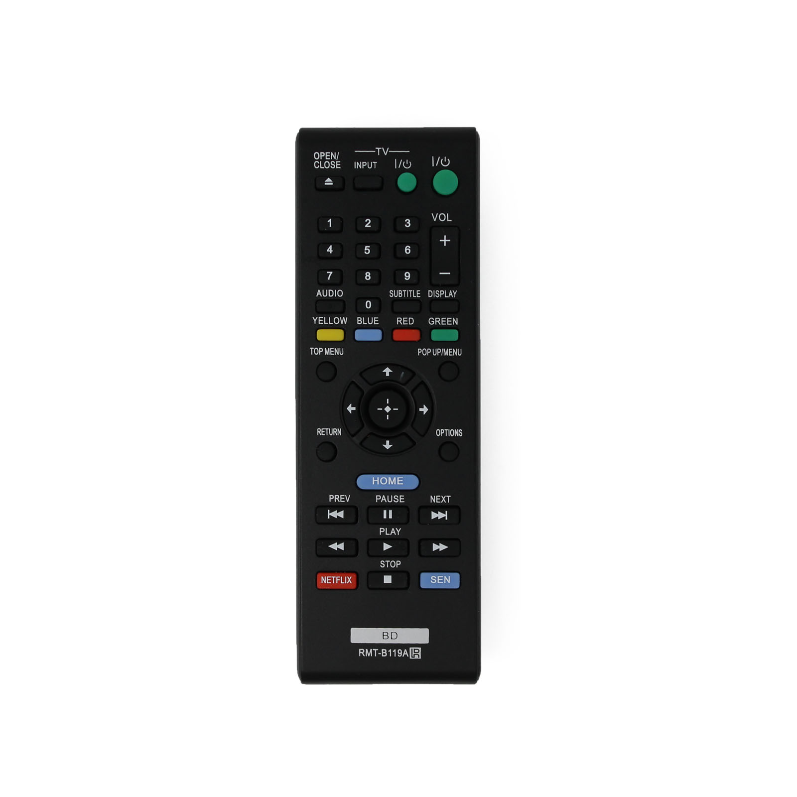 Replacement Sony RMT-B119A Blu-Ray Disc DVD Player Remote Control for Sony BDPS1100 Blu-Ray Disc DVD Player - image 1 of 4
