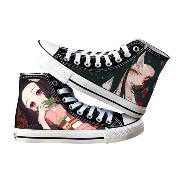 Anime Shoes Demon Slayer Sneakers Anime Cosplay Hightop Canvas Shoes Walmart