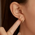 thumbnail image 2 of 14K Gold Plated Half Hoop Earrings Trendy Sterling Silver Claw Earrings Dainty CZ Wrap Cuff Earrings Triple Piercings Illusion Stud Earrings Jewelry Birthday Christmas Gifts for Her Mom, 2 of 11