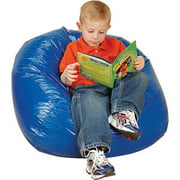 Constructive Playthings 26" diam. Child Sized Blue Beanbag Chair with Wipe-Clean Cover and Polystyrene Beads Inside for Kindergarten - Grade 3