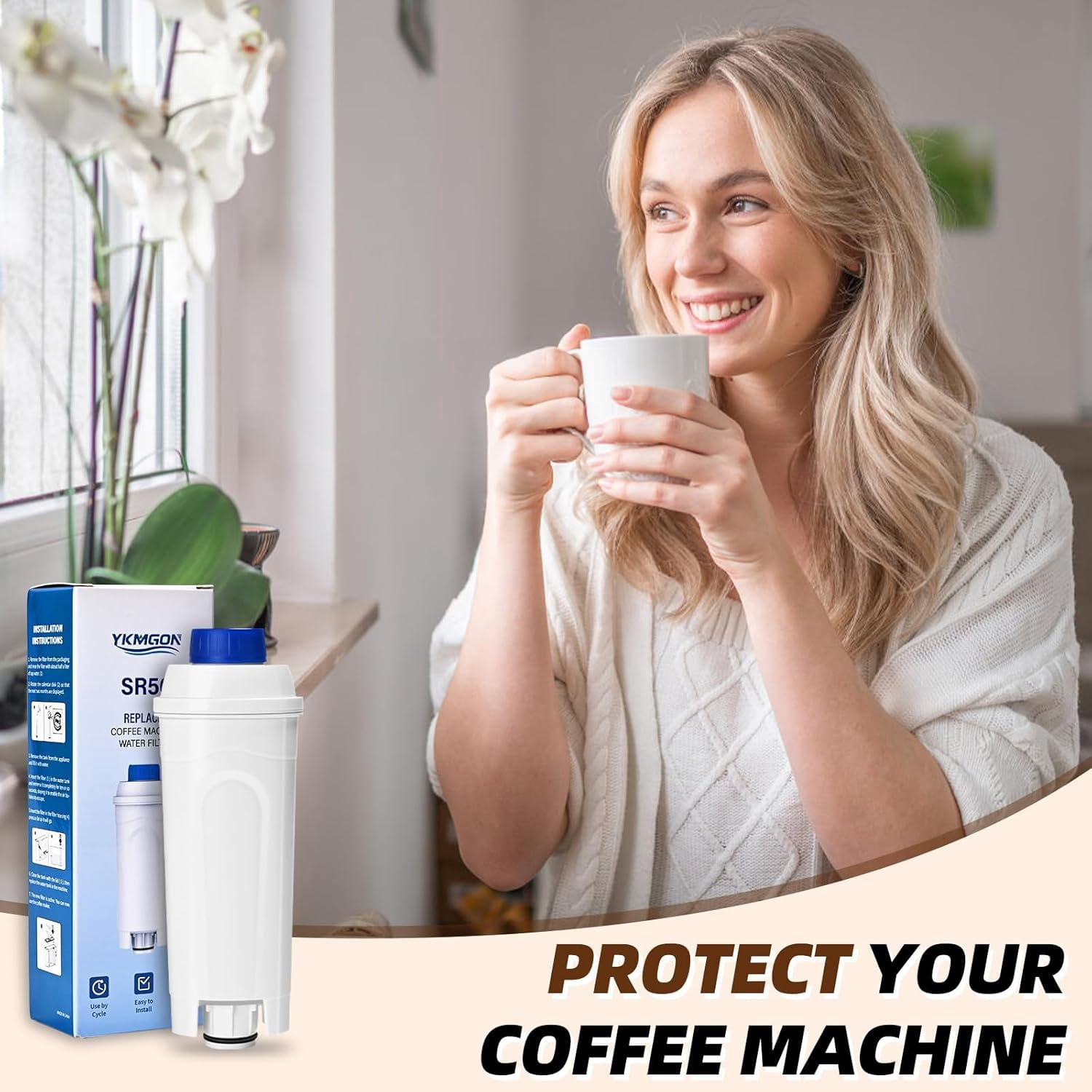 Coffee Machine Filters Replacement Delonghi Filter DLSC002, Activated Carbon Water Filter Cartridges, Compatible with DeLonghi ECAM ESAM ETAM BCO EC.（2 Pack）