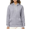 thumbnail image 2 of Otntypg Women's Hoodies Thick Fleece Lined Hooded Sweatshirt Plush Thick Warm Sherpa Lined Heavyweight Long Sleeve Drawstring Pullover Tops with Pocket Gray XL, 2 of 9