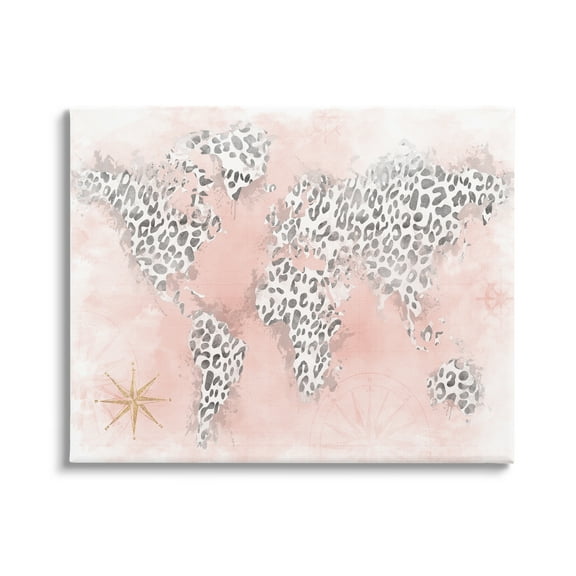 Stupell Industries Glam Cheetah Animal Pattern Continent Shapes Map Graphic Art Gallery Wrapped Canvas Print Wall Art, Design by Natalie Carpentieri