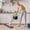 #50Brown, variant on Mop Flat for Household Tile Floor and Wooden Floor, Thread Push Rotating Hand Free Washing Mop, Wet and Dry Flat Mop with Swivel Head for Daily Cleaning, Microfiber Washable Pad
