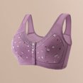 thumbnail image 1 of Ropa interior estampada para mujer sujetadores con cuello en V y retazos de encaje traje de ropa interior con hebilla frontal, 1 of 9