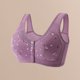 thumbnail image 1 of Ropa interior estampada para mujer sujetadores con cuello en V y retazos de encaje traje de ropa interior con hebilla frontal, 1 of 9