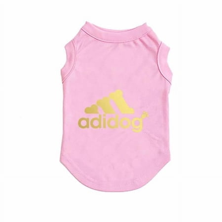 Stylish chic small to medium-sized short-sleeved summer T-shirt with bronzing design perfect for Bulldog Pomeranian and Schnauzer breeds. Ideal pet apparel for fashion-forward pups.