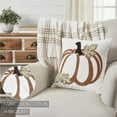 thumbnail image 5 of VHC Brands Wheat Plaid, Farmhouse Pillow Cover, Thanksgiving, Pumpkin, Embroidered Canvas, 18x18, 5 of 11