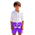 thumbnail image 6 of ITSAME Swim Trunks for Kids Boys, Elastic Waist Cute Expression Print Quick-Dry Summer Loose Casual Beach Shorts Purple 9T, 6 of 6
