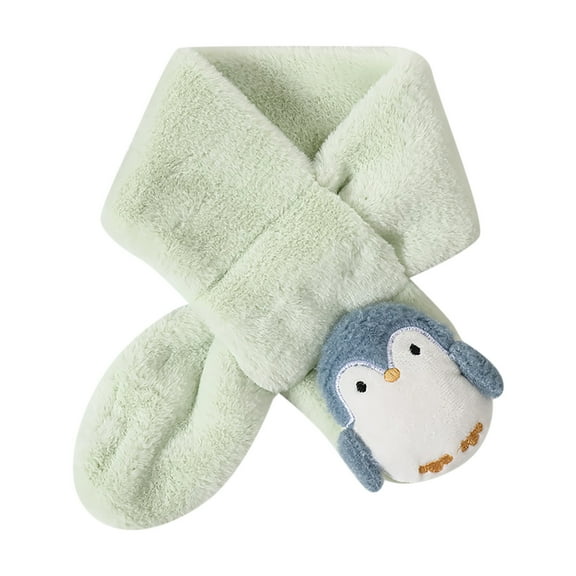 SUXIAN Childrens Scarf Cute Imitation Rabbit Cartoon Penguin Christmas Warm Green A