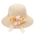 thumbnail image 3 of Women's Glitter Straw Sun Hat with 3D Floral Bowknot and Faux Pearl Accent Featuring Wide Brim Foldable Design Yellow, 3 of 6
