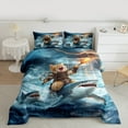thumbnail image 2 of Manfei Pet Animal Kitten Full Size Comforter Sets,Ocean Animal Shark Bedding Comforter Set,Nautical Adventure Bedding Sets For Girls Teens,Ultra Soft Home Decor Reversible,3pcs, 2 of 8