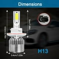 thumbnail image 2 of pitrice 1 Pair Car High Low Beam Bulb COB LED Headlight 36W 6000K Front Lightbulb Automotive Accessory, H13/9008, 2 of 8