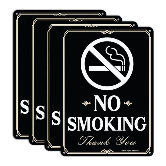 Faittoo No Smoking Sign, 4-Pack 10 x 7 Inch Reflective Rust Free Aluminum Sign, UV Protected, Weather/Fade Resistant, Easy to Inst