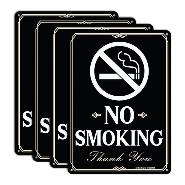 Faittoo No Smoking Sign, 4-Pack 10 x 7 Inch Reflective Rust Free Aluminum Sign, UV Protected, Weather/Fade Resistant, Easy to Inst