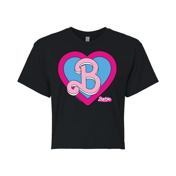 Barbie the Movie - Heart Crest - Juniors Cropped Cotton Blend T-Shirt