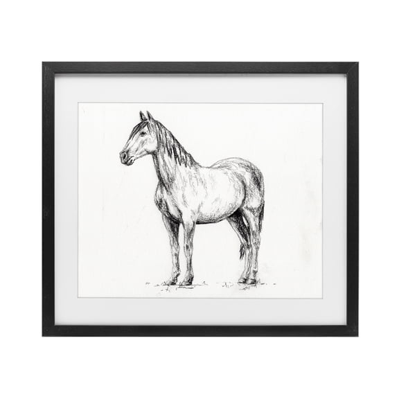 Stupell Industries Horse In Charcoal Black Framed Print Under Glass, design by Leah Noel Art