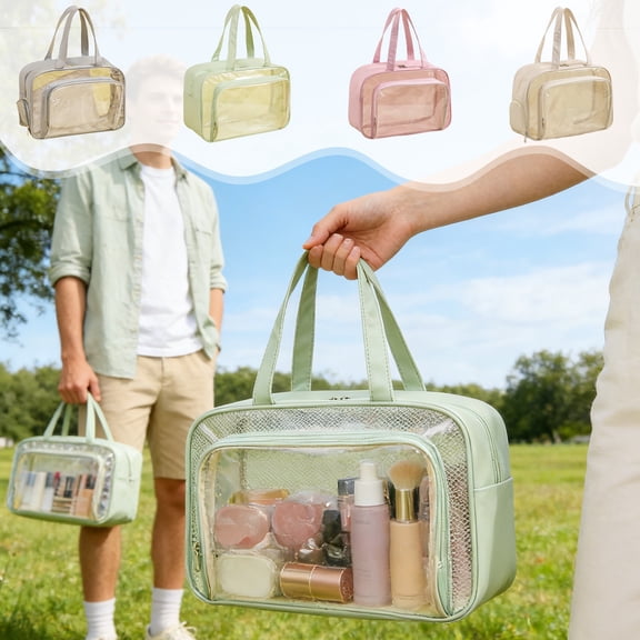 Wzzjkit Dry Bag Wet Dry Separation 14.2x9.8x5.9 Inch, Waterproof PVC Travel Toiletry Bag, Portable Storage Bag for Gym Swimming Beach, Large Capacity Bag with Wide Tote Strap