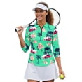 thumbnail image 2 of HUIACONG Tropical Car Print Athletic Polo Shirts Quarter Zip with Comfortable Easy Dressing Tennis Tops for Golf Sports Workout Outdoor, 2 of 10