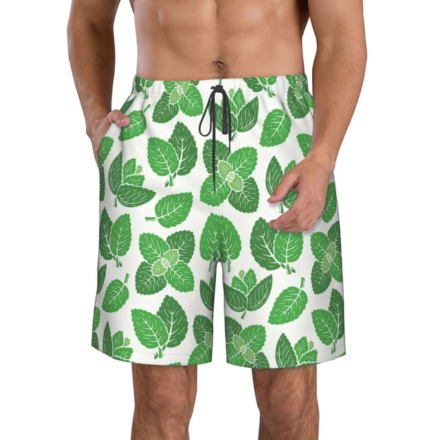 Fotbe Green Leaves Trajes de Baño Estampados para Hombre, Shorts de Verano de Secado Rápido, Ropa de Playa, Bañadores-XX-Large