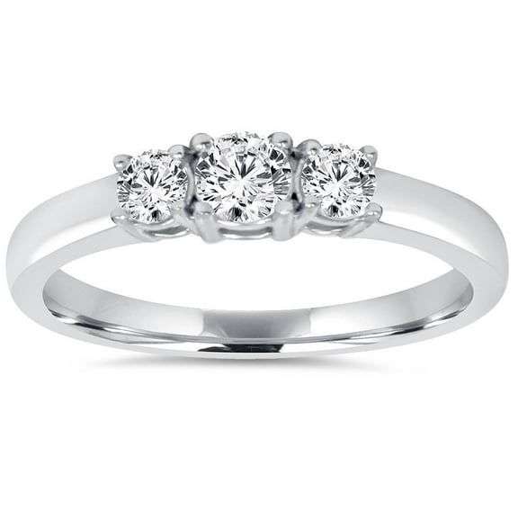 Pompeii 3/4CT Diamond 3 Stone Engagement Ring 14K White Gold (H/I,I1-I2)